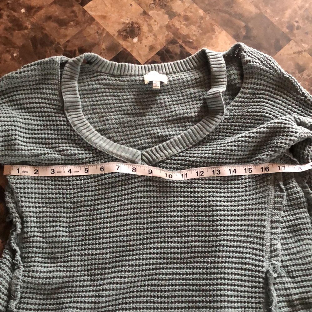 Sage Cut-Out Sweater with Fringe - Picture 6 of 7